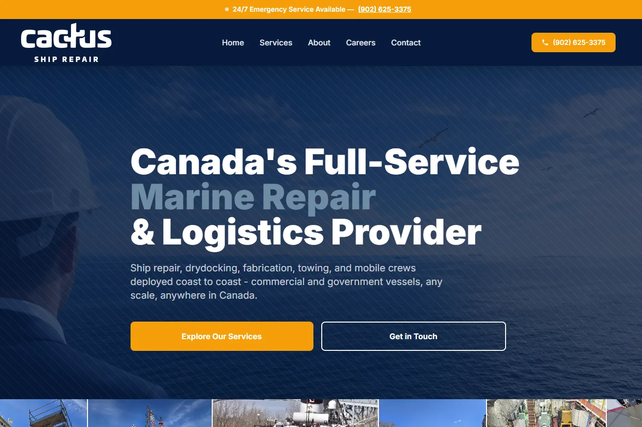 Screenshot of Cactus Ship Repair website
